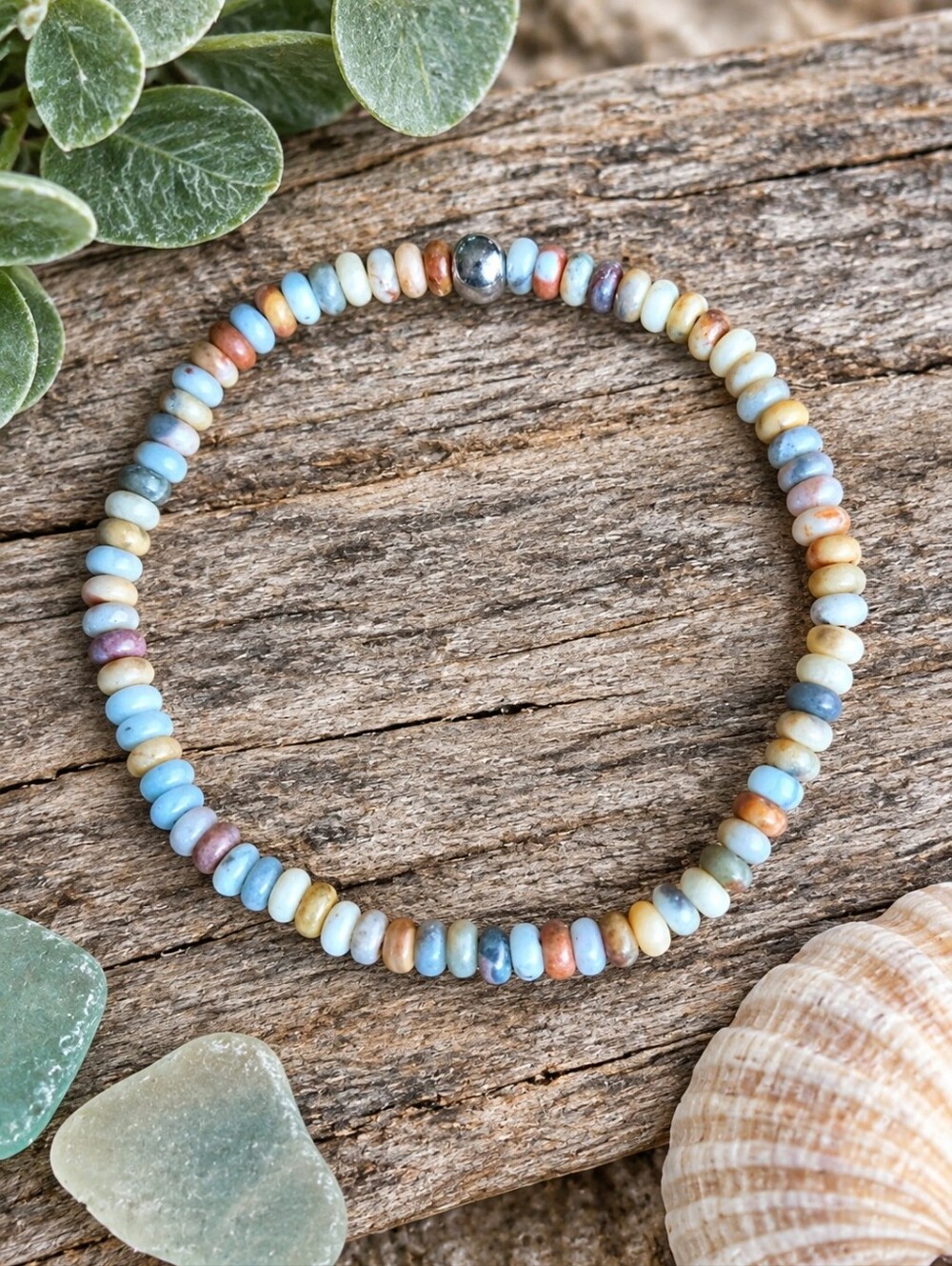 Crazy Lace Agate Beaded Stretch Bracelet | Handmade